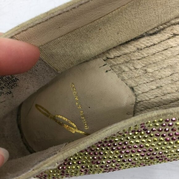 Brian Atwood Hartwell rhinestone blue tan flat espadrilles women’s size 7 - Picture 12 of 15